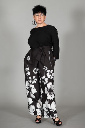 PANTALONE FIORATO A VITA ALTA CON NODO