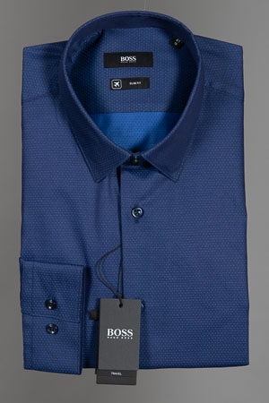 Camicia Micro Pois Blu